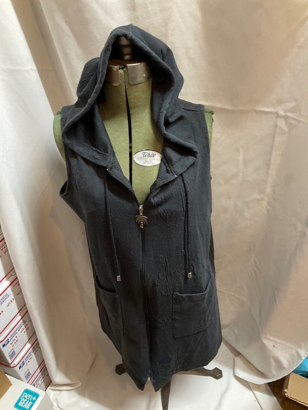 Bathing suit cover up, hooded with pockets. W250